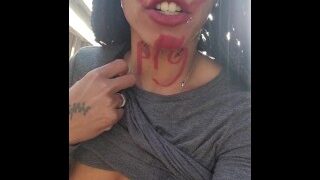 Outside Desperately Holding My Pee While I Stuff Ice In My Tight Hole Gag Myself With My Socks