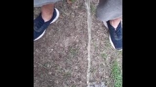 Pissing into the wind during a summer storm splashing all over me