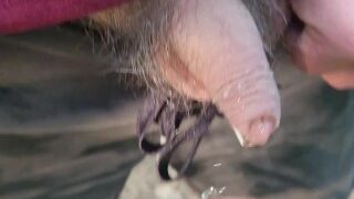 Pissing outdoors near the beach. Beautiful day