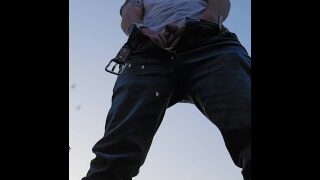 Pissing, Piss, Uncut, Foreskin, Uncircumcised, Uncut Cock, Soft Cock, Jeans