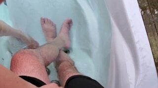 Pissing Sideways From The Hot Tub, Girlfriend Holds My Dick While I Pee, Fun Pee, Sexy Piss