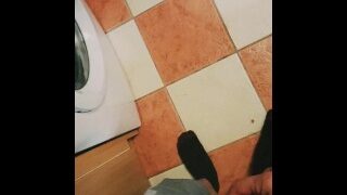 POV desperate piss wetting into shorts and boxers – and the floor