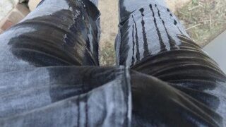 POV: Wetting Jeans Outside With Hot Piss
