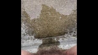 Relief On The Stoop- Almost Caught ! Trans Piss