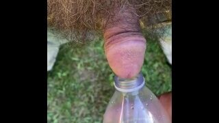 (Requested) Outside bottle piss little dick