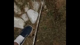 Risky Pissing In The Back Yard At Night While Wife’s Home