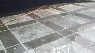 SEXY SHORT Pissing Through Her Leg After Workout