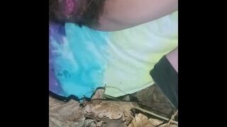 Steamy piss into the leaves