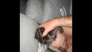 Step-sis squirts while sucking cock