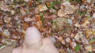 Teenboy Peeing In The Woods And Stroking His Huge Cock