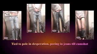 Tied To Pole, Wetting Jeans Till Cumshot