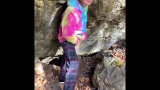 Transgirl Pissing In A Cave