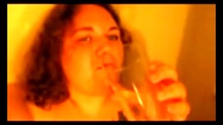Dumb BBWSlut Chugs Her Piss Again