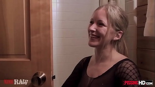 Sexy Blondie in a Gas Mask Gets Peed on