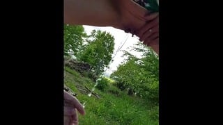 Sexy Girl Pisses at My Dick Outdoor Pissing