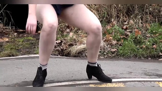 Ugly Girl Pissing Outside