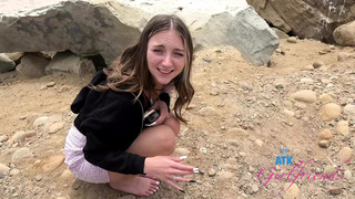 Vacation with Macy Meadows takes a piss in public and plays with her pussy POV