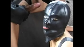 Fanny Steel rubberdoll drinks cum and piss from latex slave (from 'Fetish, Gum & Dirty 1')