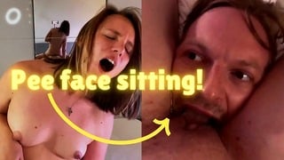 I filled my slut’s mouth with my pee and sat on his face for multiple orgasms and a couple piss play