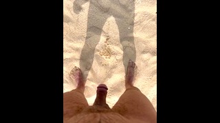Pee pee in the sand on the beach