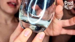 Dirty girl eats ass and gets rewarded with a piss&cum cocktail