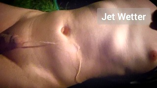 Soaking desperate naked pee all over myself in the garden