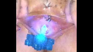 New Amateur Side Show!!Early Winter Special !Progress on stretching my Piss Hole !!! Watch my Smooth wet Pussy cum from the Training !!!!! Big Natural Tits!!!! GlowStick Show !!Watch till the End !!!!