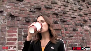 Amber Rayne Has Piss, 2 Golden Showers and Sucking 2 Cocks