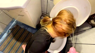 Toilet Pee Fun Slppy Teen Blowjob PT 1