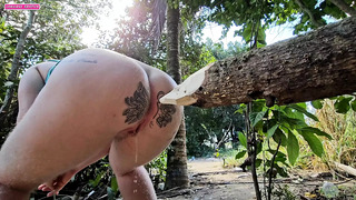 When I pee in the bush I seriously think about sticking that log in my ass because I was sewing