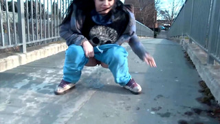 Fetish babe pissing in public