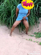 wife peeing at beach side while going down south