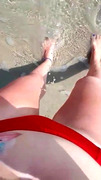 Naughty Pee at the Beach in Bikini