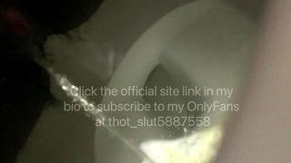 Sexy ebony with hairy pussy takes a piss