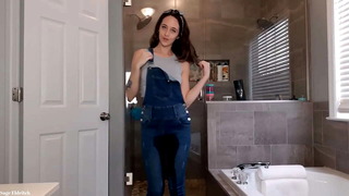 Sage Eldritch Wetting Blue Jean Overalls & Panties