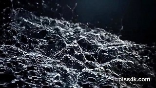 Elegant lesbian sweeties get splashed with pee and squirt wet slits