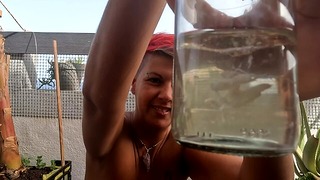 Beky wanted to drink another cum & piss cocktail