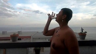 Compilation of drinking piss from glass #3