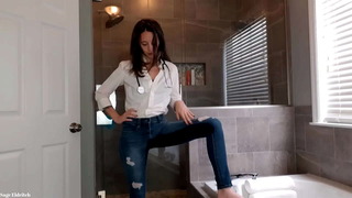 Doctor Sage Eldritch Wetting Blue Jeans & Panties on a Casual Friday